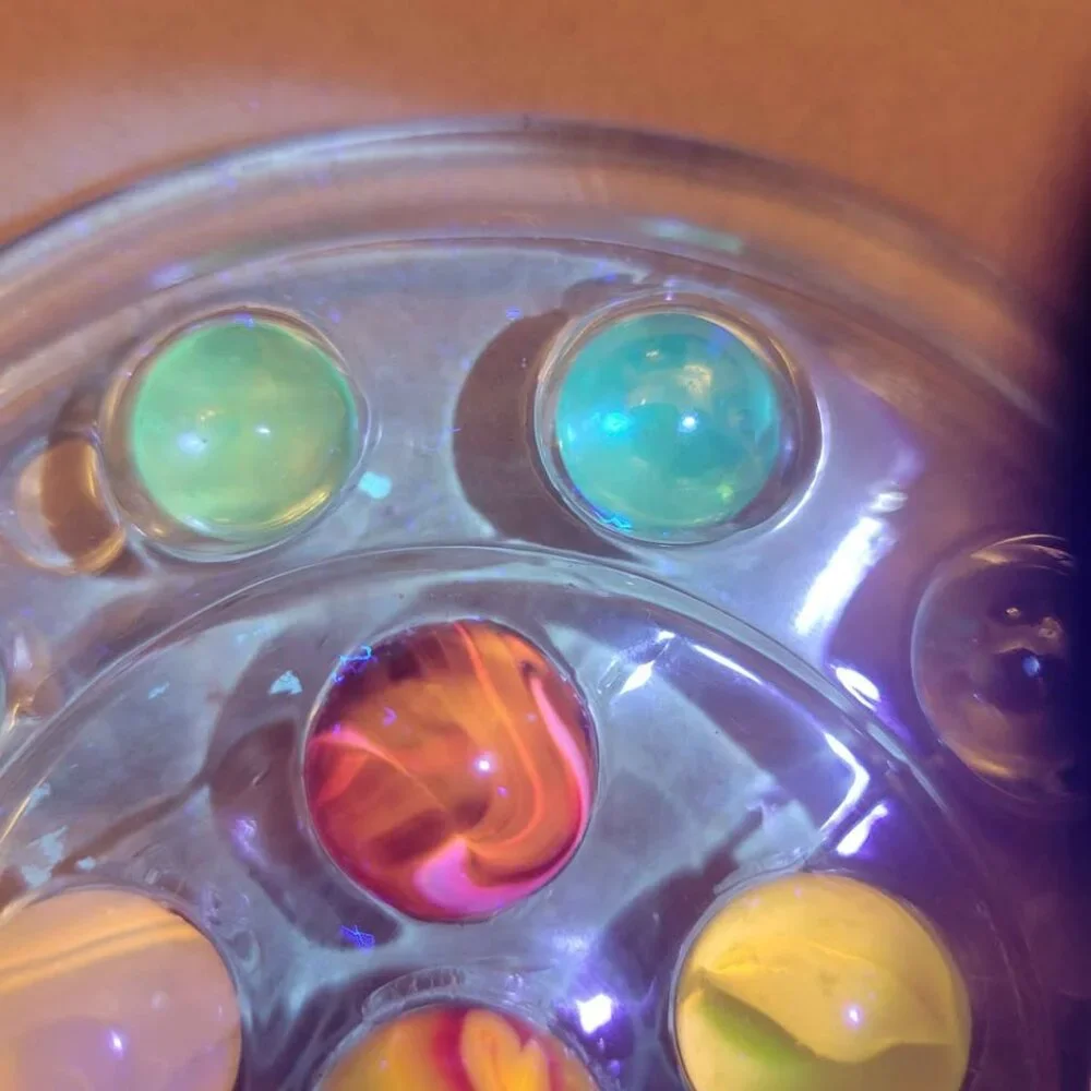 Vintage Collection Of Glass Marbles (display of flower frog -not included)